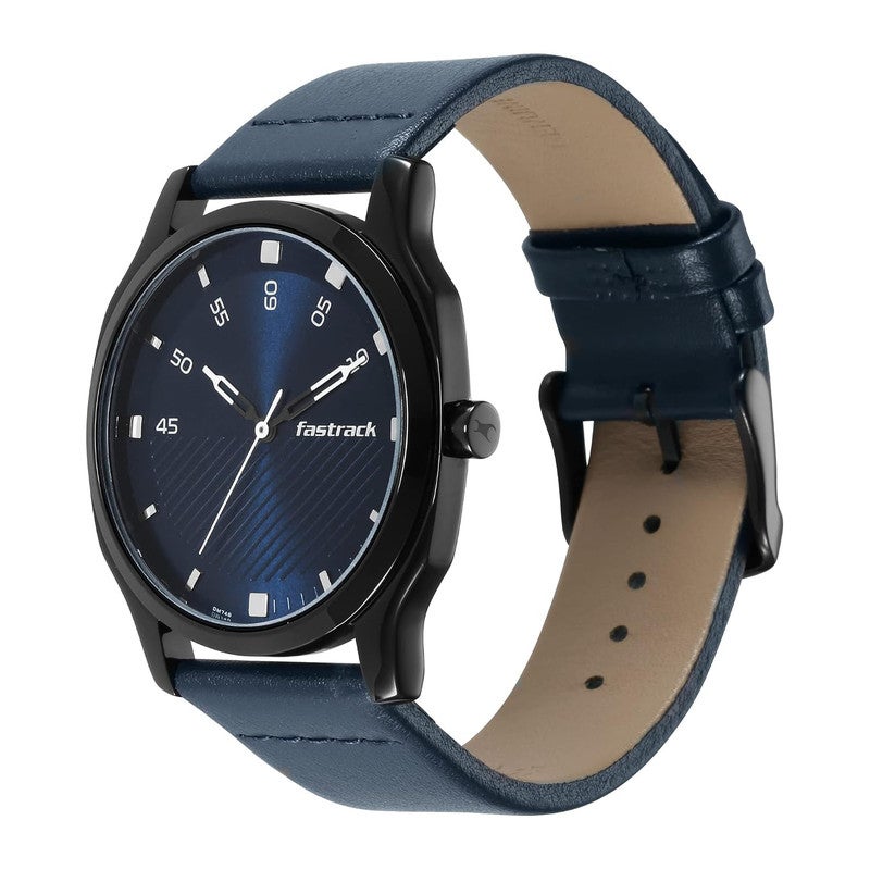 Fastrack Stunners 4.0 Men's Quartz Analog | Blue Dial with Brown Leather Strap | Quirky Fashion Statement & 5 ATM Resistance - 3255NL03 - Image 2