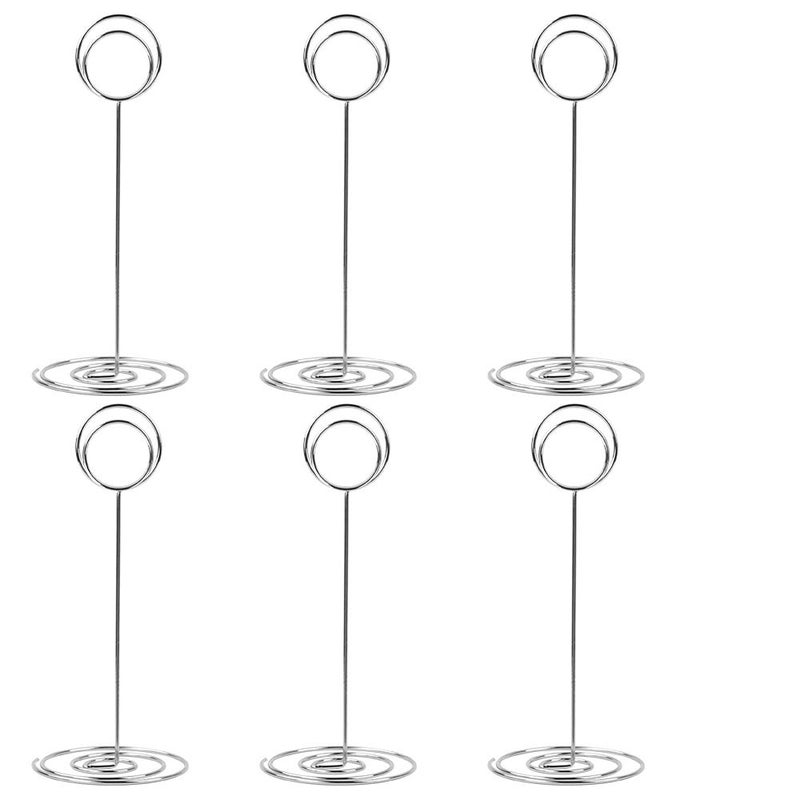 Radezon Radezon 10 Pack 8.75 inch Tall Table Number Holders Place Card Holder Table Picture Holder Wire Photo Holder Clips Picture Memo Note Photo Stand (Silver)  - Image 1