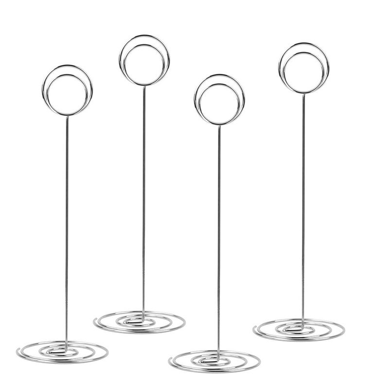 Radezon Radezon 10 Pack 8.75 inch Tall Table Number Holders Place Card Holder Table Picture Holder Wire Photo Holder Clips Picture Memo Note Photo Stand (Silver)  - Image 5
