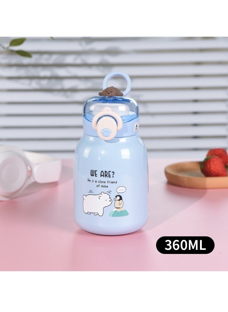 زد Thermos cartoon double deck children's sports kettle blue 