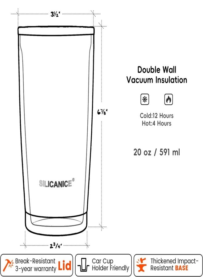 SILICANICE 20oz Vacuum Insulated Tumbler - Double Wall Stainless Steel Coffee Mug with Detachable Slider Lid, BPA Free, Car Cup Holder Compatible - Gym/Office/Travel/Home - Black - Image 5