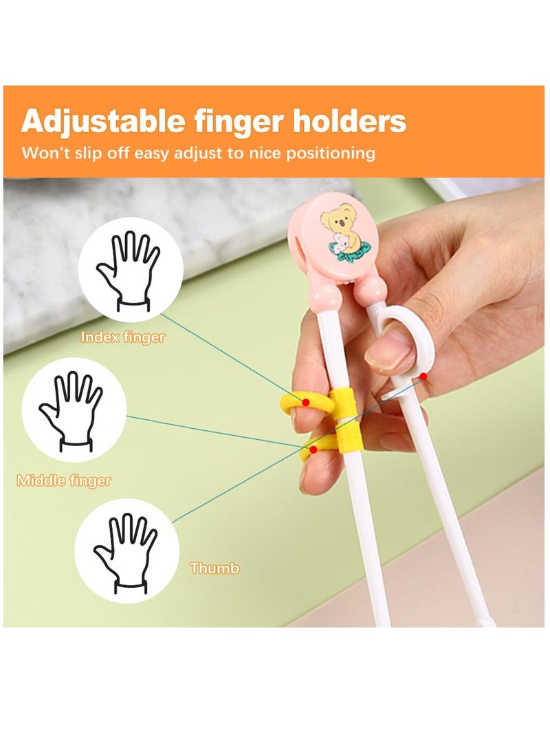 Excefore 3 Pairs of Kids' Training Chopsticks with Silicone Rings, Beginner Chopsticks Set, Donut, Koala, Lollipop with Storage Box - Image 3