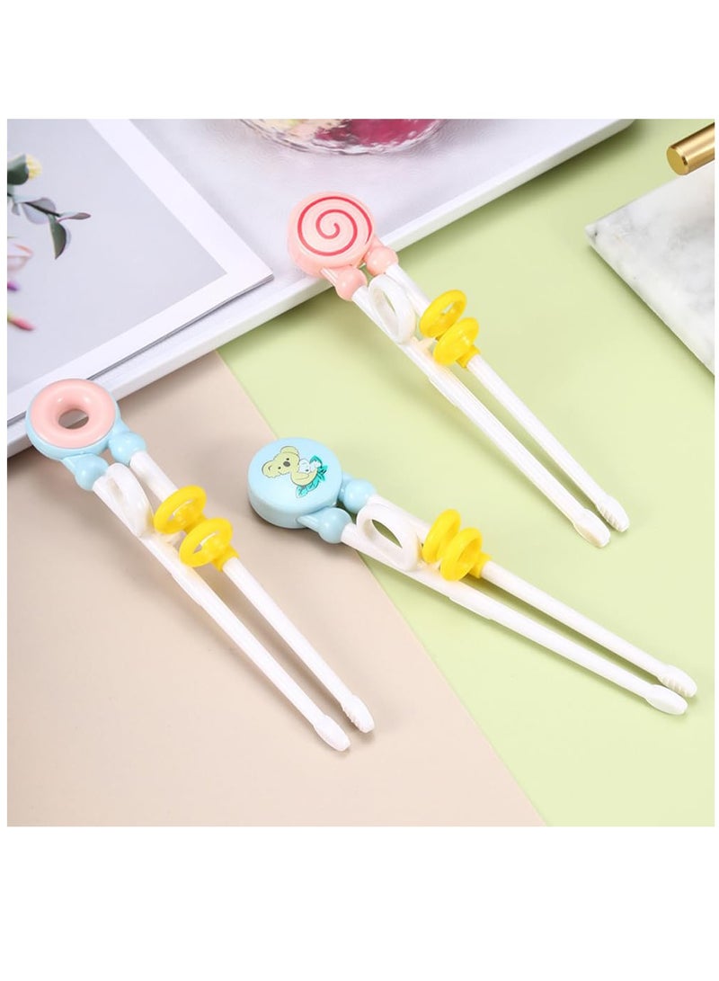 Excefore 3 Pairs of Kids' Training Chopsticks with Silicone Rings, Beginner Chopsticks Set, Donut, Koala, Lollipop with Storage Box - Image 4
