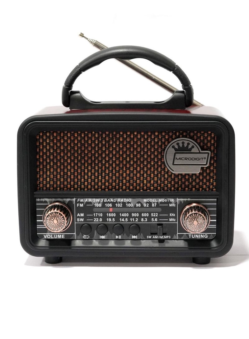 Microdigit Bluetooth Portable Radio MD011R Black With USB Charging Line & Rechargeable Battery - Image 3