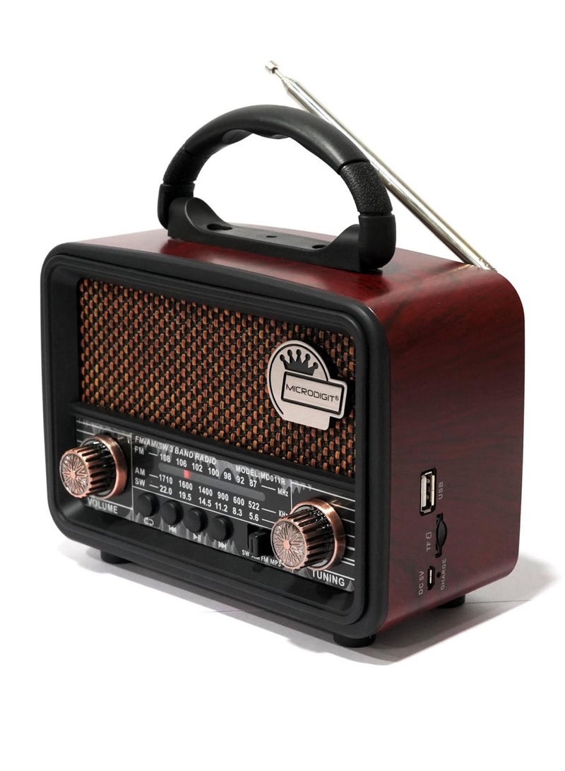 Microdigit Bluetooth Portable Radio MD011R Black With USB Charging Line & Rechargeable Battery - Image 4