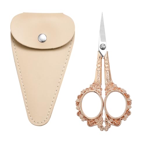 HITOPTY Sewing Scissors Embroidery Scissors, 4.5in Rose Gold Crochet Scissor with Sheath for Craft Cross Stitch Needlework Artwork Thread Yarn Cutting - Image 1