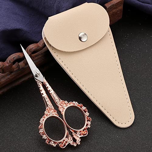 HITOPTY Sewing Scissors Embroidery Scissors, 4.5in Rose Gold Crochet Scissor with Sheath for Craft Cross Stitch Needlework Artwork Thread Yarn Cutting - Image 3