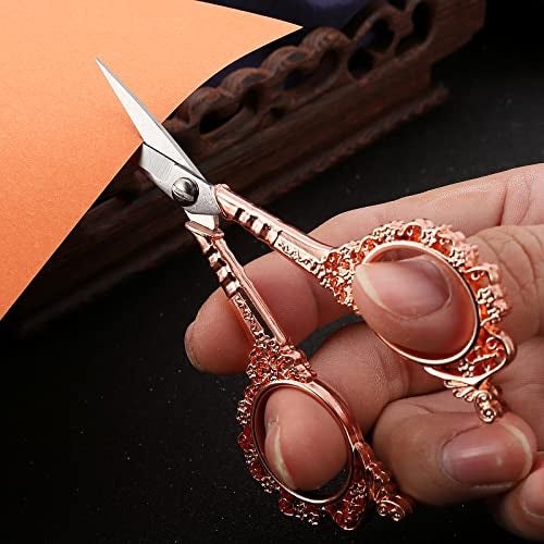 HITOPTY Sewing Scissors Embroidery Scissors, 4.5in Rose Gold Crochet Scissor with Sheath for Craft Cross Stitch Needlework Artwork Thread Yarn Cutting - Image 5