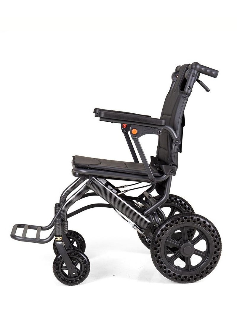 توب ميدي كرسي متحرك فائق الخفة من الكاربون فايبر- مقاس 18 إنش (45 سم) | وزن أقل من 10 كجم خفيف للغاية | عجلات ماصة للصدمات | قابل للطي والسحب كحقيبة سفر - Image 4