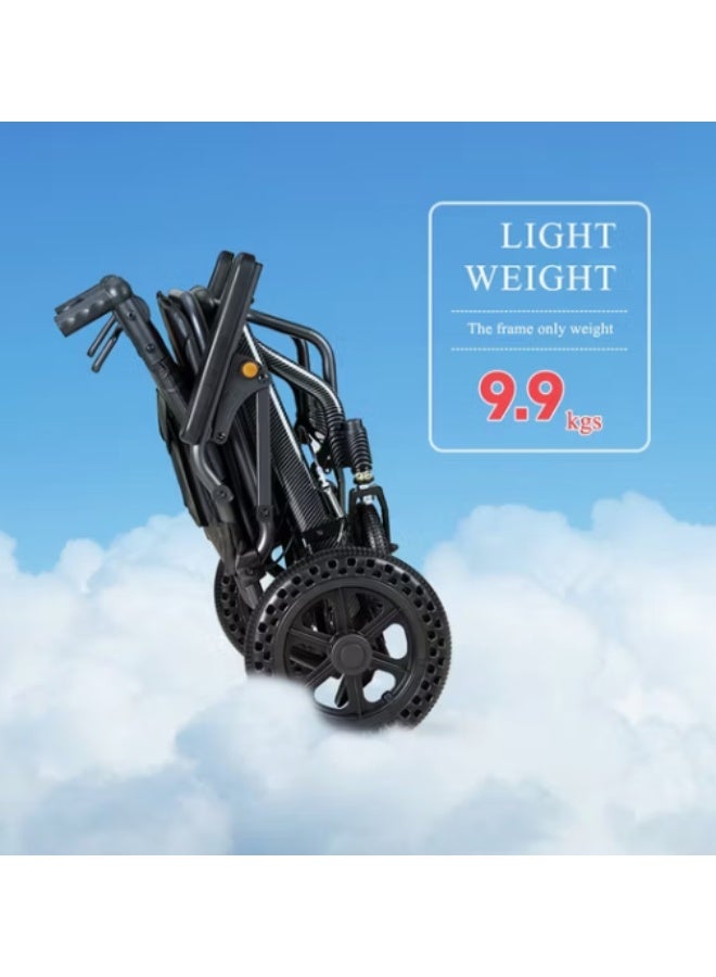 توب ميدي كرسي متحرك فائق الخفة من الكاربون فايبر- مقاس 18 إنش (45 سم) | وزن أقل من 10 كجم خفيف للغاية | عجلات ماصة للصدمات | قابل للطي والسحب كحقيبة سفر - Image 3