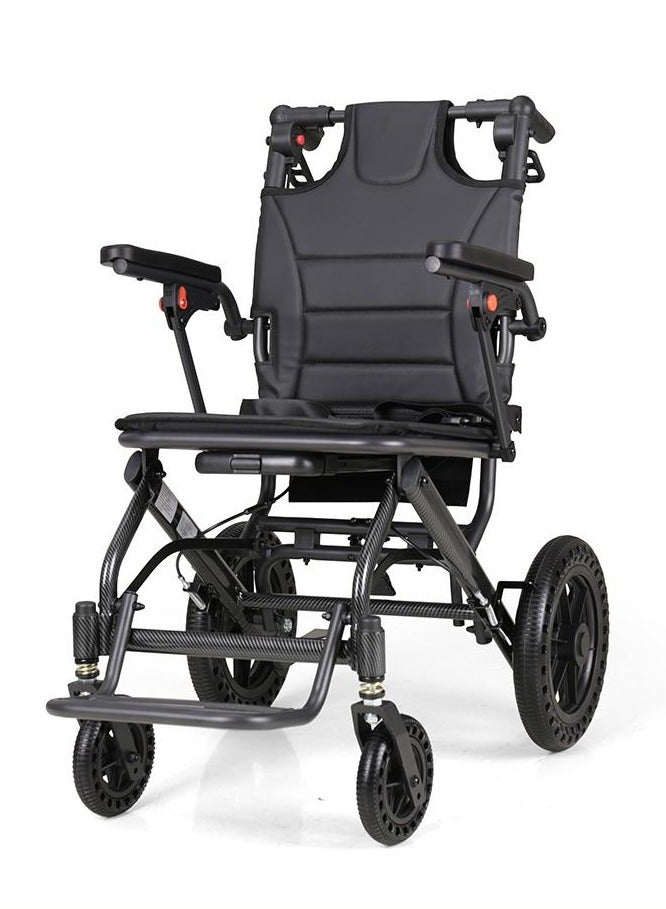 توب ميدي كرسي متحرك فائق الخفة من الكاربون فايبر- مقاس 18 إنش (45 سم) | وزن أقل من 10 كجم خفيف للغاية | عجلات ماصة للصدمات | قابل للطي والسحب كحقيبة سفر - Image 2