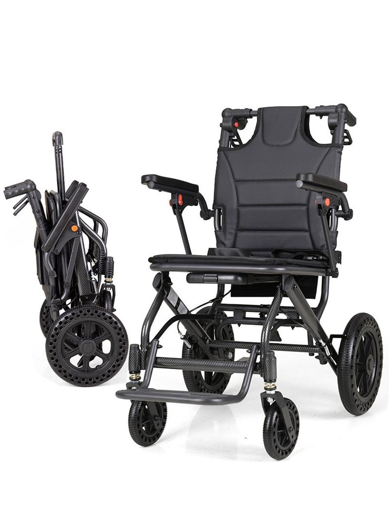 توب ميدي كرسي متحرك فائق الخفة من الكاربون فايبر- مقاس 18 إنش (45 سم) | وزن أقل من 10 كجم خفيف للغاية | عجلات ماصة للصدمات | قابل للطي والسحب كحقيبة سفر - Image 1