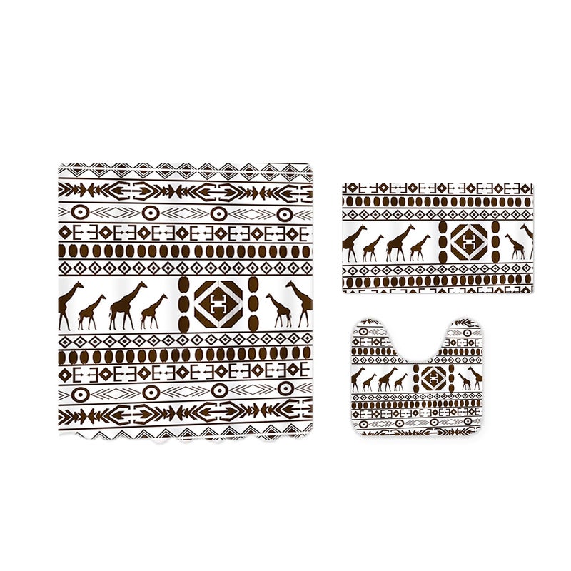 The Better Home Shower Curtain & Bathroom Mat Set (3pc) | 6 Ft Shower Curtains for Bathroom| U-Shaped Anti Skid Mat for Bathroom Floor | Non Slip Mat for Bathroom | Mold Resistant | Black-White - Image 2