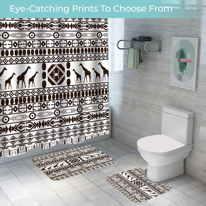 The Better Home Shower Curtain & Bathroom Mat Set (3pc) | 6 Ft Shower Curtains for Bathroom| U-Shaped Anti Skid Mat for Bathroom Floor | Non Slip Mat for Bathroom | Mold Resistant | Black-White - Image 5