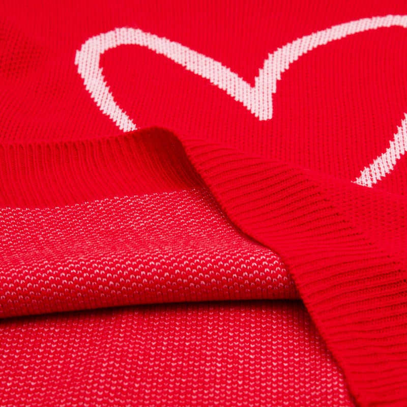 Beopjesk Heart Sweater for Women Winter Cute Long Sleeve Valentine's Day Knitted Pullover Jumper Tops (US, Alpha, Medium, Regular, Regular, Red) - Image 4