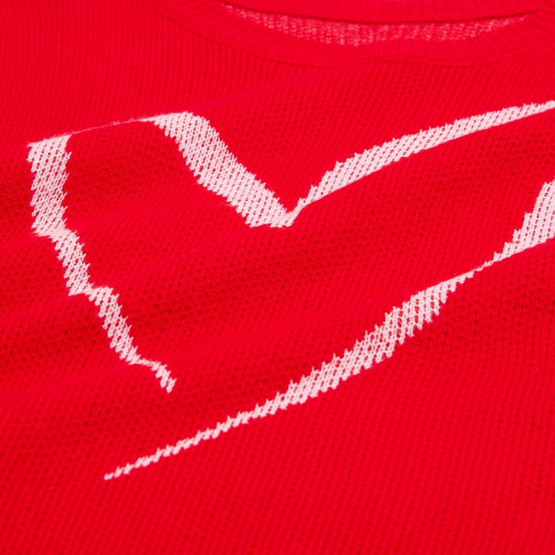 Beopjesk Heart Sweater for Women Winter Cute Long Sleeve Valentine's Day Knitted Pullover Jumper Tops (US, Alpha, Medium, Regular, Regular, Red) - Image 2