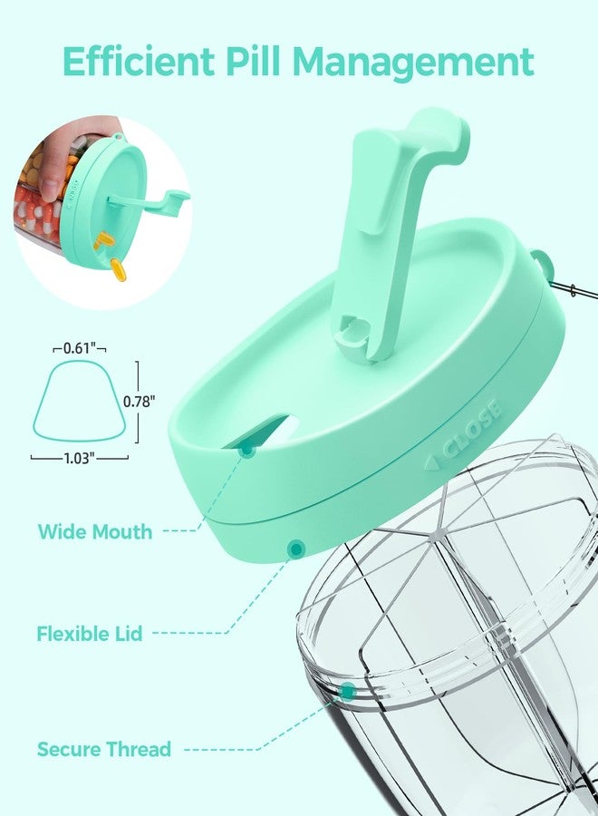 AMOOS Cute Pill Dispenser with 7 Large Compartments, Portable Pill Bottle Organizer with Wide Opening for Easy Use, Anti-Mix Pill Organizer for Travel, BPA-Free Pill Container, Green - Image 4