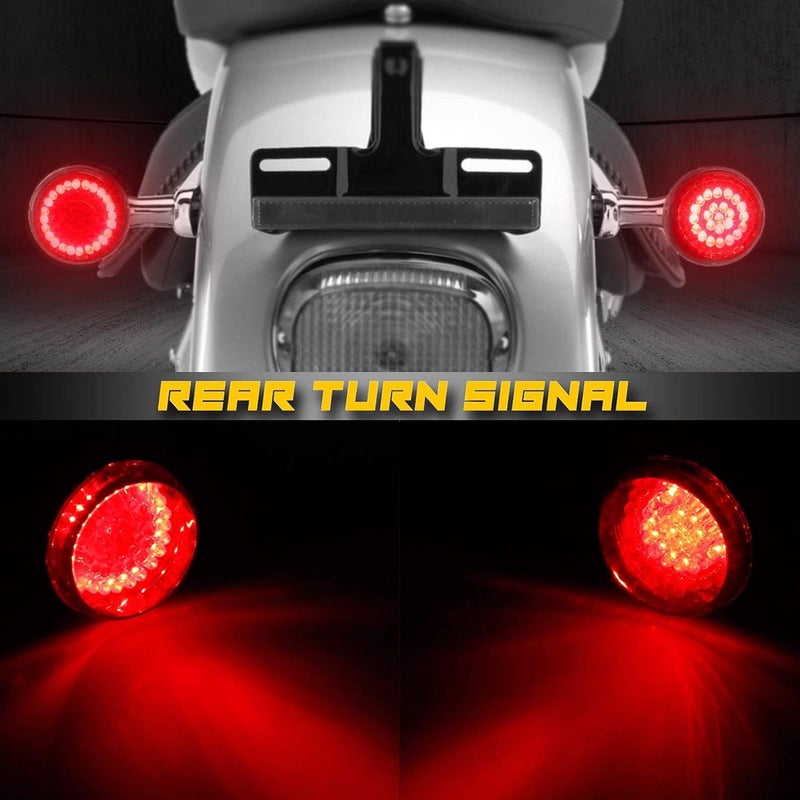 NTHREEAUTO Smoked Turn Signals, 2 Inch Bullet Rear Brake Running Light, Motorcycle 1157 Insert Kit Compatible with Harley Softail Dyna Sportster - Image 3