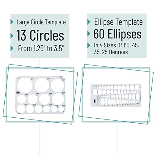 Mr. Pen French Curve - Large Circle & Ellipse Templates (6 Pc), Curve Ruler, Drawing & Drafting Tools, Geometry & Architectural Templates, Journaling Supplies - Image 3
