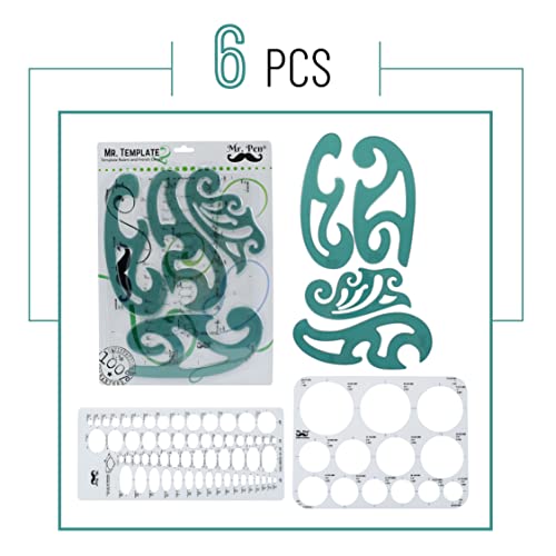 Mr. Pen French Curve - Large Circle & Ellipse Templates (6 Pc), Curve Ruler, Drawing & Drafting Tools, Geometry & Architectural Templates, Journaling Supplies - Image 2