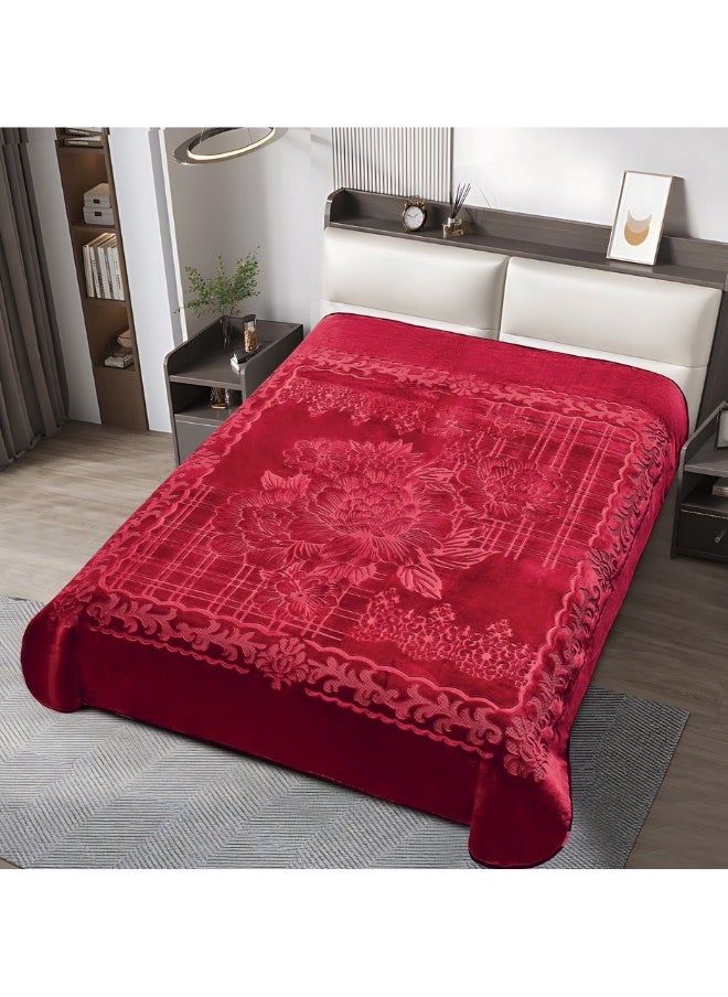 SMART HOME Home Luxury Double Winter Blanket - Soft, Silky Textured, 2-Ply Double Bed Blanket - Weight 4 kg - Size 200 x 230 cm - Heavy Blanket, Plaid Blanket, Thick 2-Ply Winter Blanket - Ideal for Sleeping and Winter Furnishings  - Image 1
