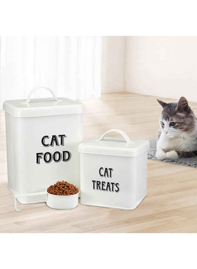 Morezi Cat Food Storage Container Farmhouse Pet Food Treats Holder With Lid And Scoop, Perfect Sturdy Canister Tins For Kitchen Countertop, Shelf, Great Gift For Pet Owners  Cat Food - Image 2