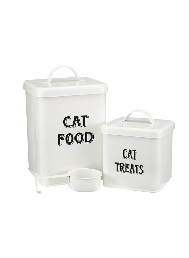 Morezi Cat Food Storage Container Farmhouse Pet Food Treats Holder With Lid And Scoop, Perfect Sturdy Canister Tins For Kitchen Countertop, Shelf, Great Gift For Pet Owners  Cat Food - Image 1