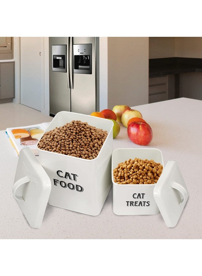 Morezi Cat Food Storage Container Farmhouse Pet Food Treats Holder With Lid And Scoop, Perfect Sturdy Canister Tins For Kitchen Countertop, Shelf, Great Gift For Pet Owners  Cat Food - Image 5