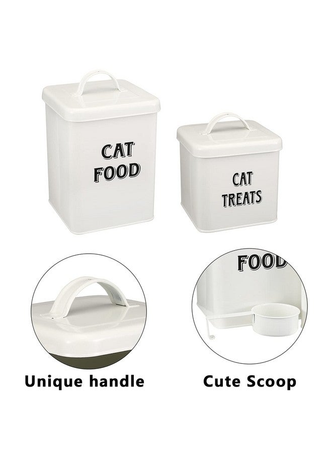 Morezi Cat Food Storage Container Farmhouse Pet Food Treats Holder With Lid And Scoop, Perfect Sturdy Canister Tins For Kitchen Countertop, Shelf, Great Gift For Pet Owners  Cat Food - Image 4