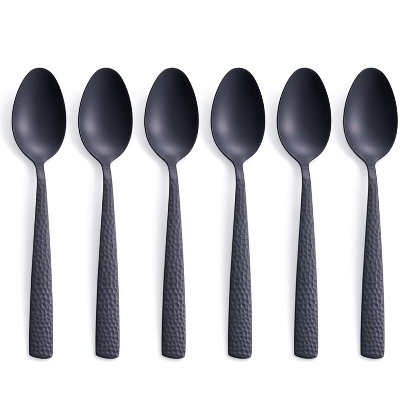 Matte Black Teaspoon Set of 6 FULLYWARE 70 inches Stainless Steel Black Metal Coffee Dessert Spoons Satin Finish