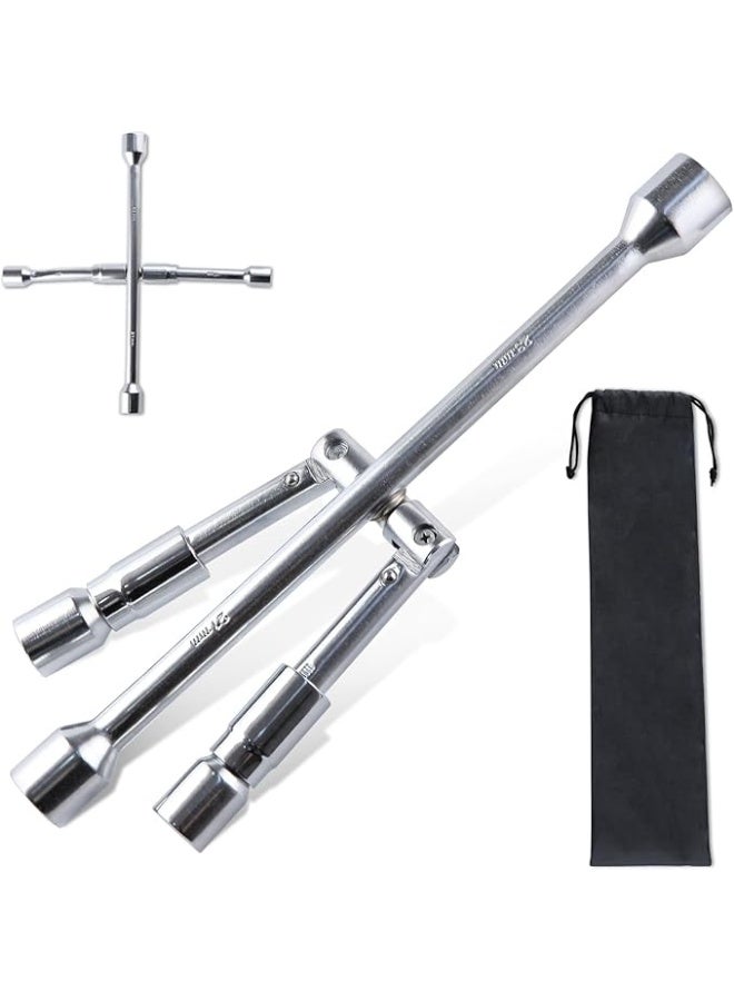 Universal Folding 4-Way Lug Wrench – Compact Tire Cross Wrench for Cars, Trucks, SUVs & RVs, Socket Sizes 17-23mm - Image 1