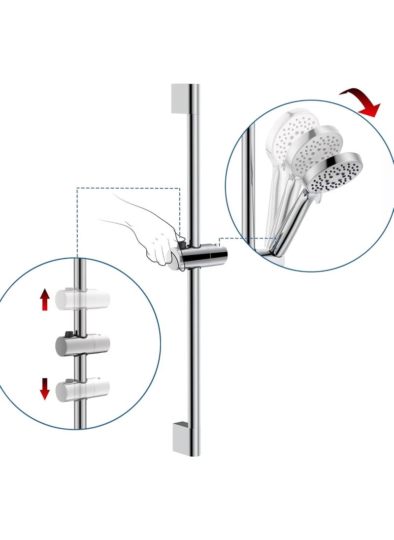 Rubik Shower Head Holder, 25MM Adjustable Rail Slider, 360 Degree Rotation, ABS Chrome Shower Sprayer Mounting Slide Bar Pole Bracket (25mm)  - Image 4