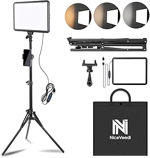 NiceVeedi 1-Pack LED Video Light Kit,  Photography Lighting Kit, 2800-6500K Dimmable Studio Light with Tripod Stand & - Image 1