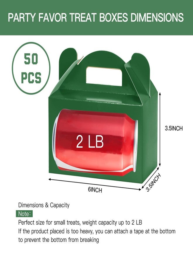MOORAY 50 Pack Green Party Favor Treat Boxes, Gable Boxes Goodie Candy Boxes with Handles, Gift Boxes for Kids Themed Birthday Party Supplies, Christmas, Holidays, St. Patrick's Day(Green - Image 2