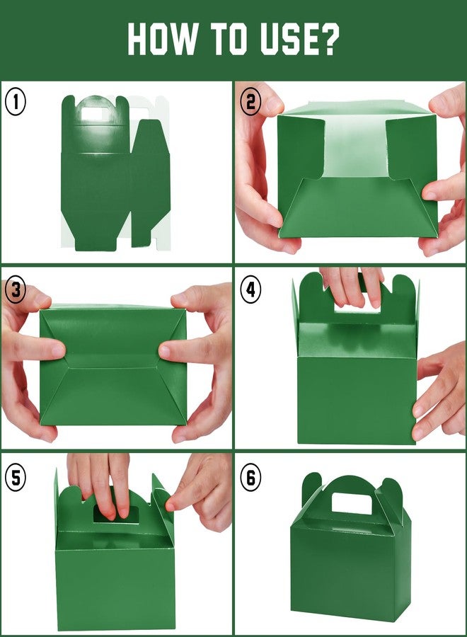 MOORAY 50 Pack Green Party Favor Treat Boxes, Gable Boxes Goodie Candy Boxes with Handles, Gift Boxes for Kids Themed Birthday Party Supplies, Christmas, Holidays, St. Patrick's Day(Green - Image 4