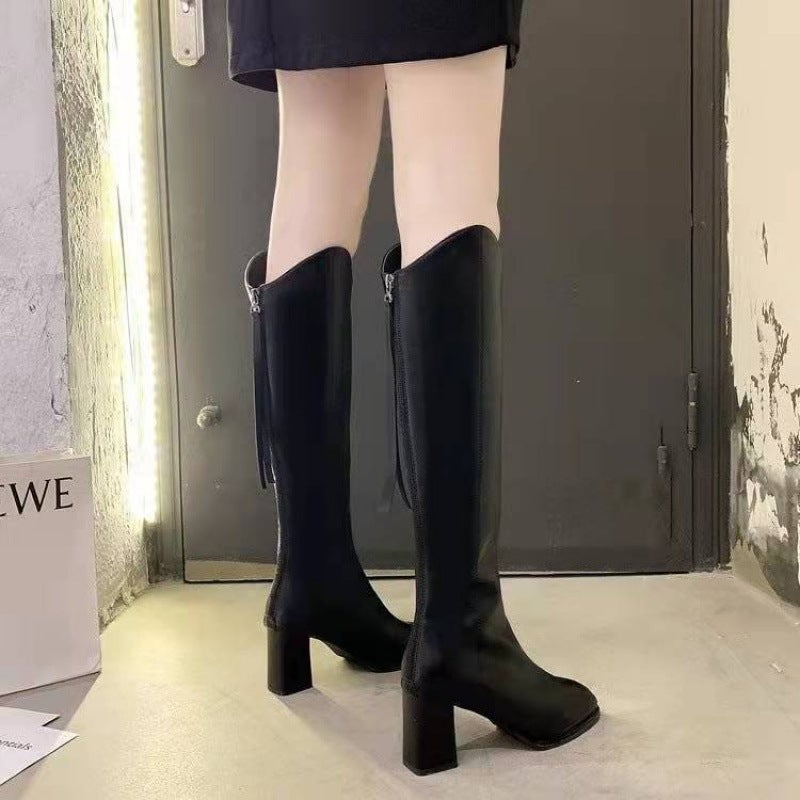 Boots Children'S Knights Boots Online Red Fashion White Fall/Winter But Knee Fleece-Lined High Boots - Image 1