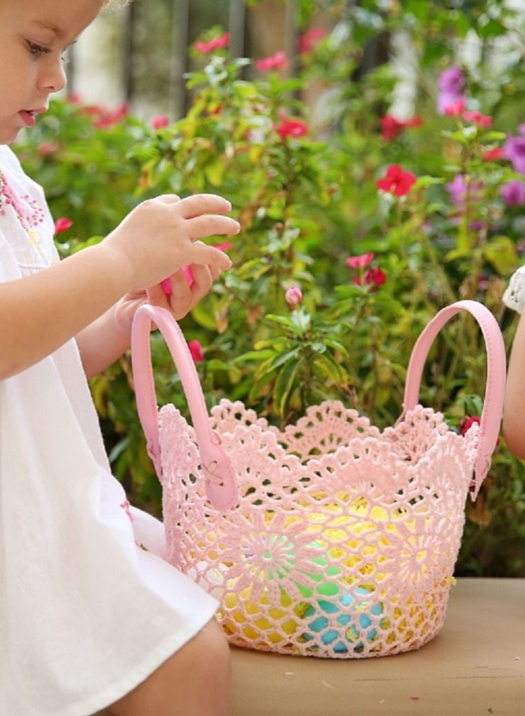 Salla Multipurpose Storage Cotton Basket Pink 27x15cm - Image 3