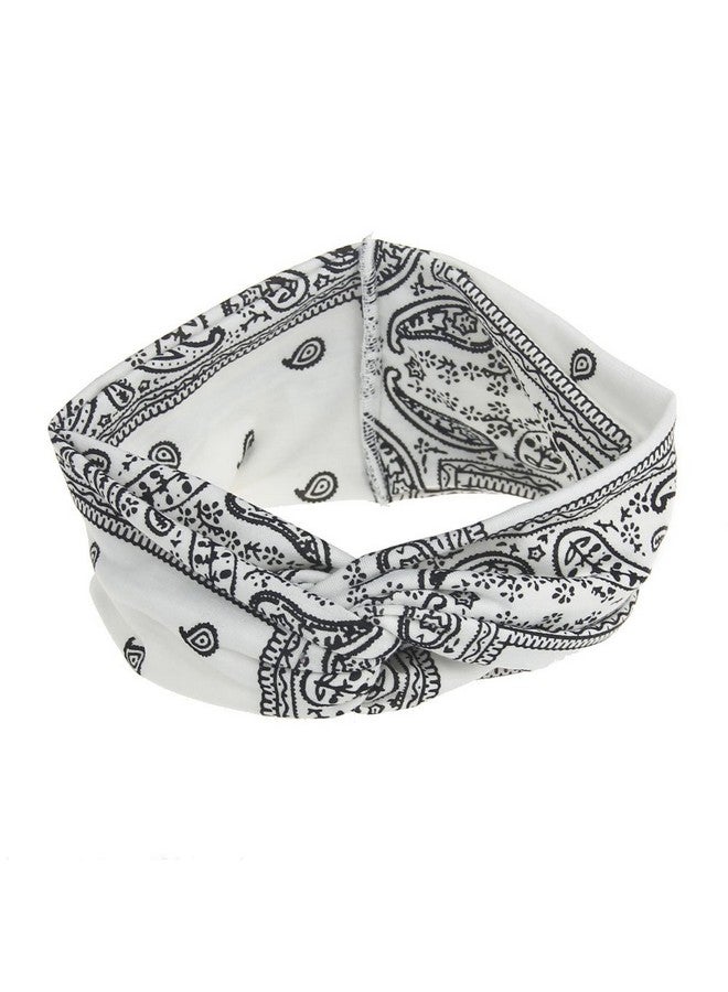 DINPREY Assorted Paisley Print Wide Bandana Knot Headbands Criss Cross Head Wrap Hair Band (4 Colors Pack A) - Image 3