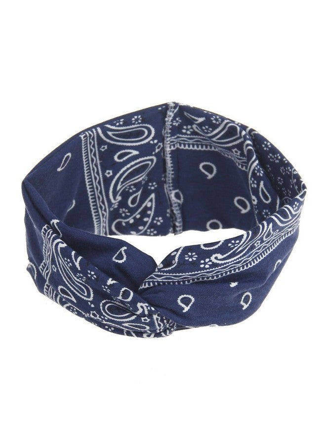 DINPREY Assorted Paisley Print Wide Bandana Knot Headbands Criss Cross Head Wrap Hair Band (4 Colors Pack A) - Image 5