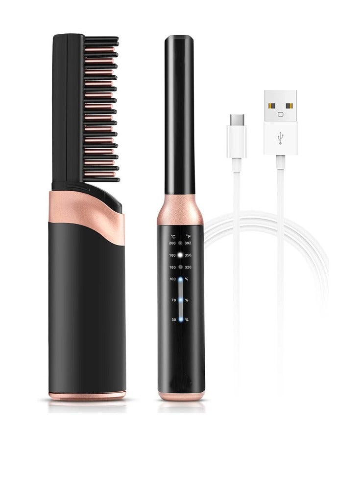 McDou USB wireless charging hair straightening comb multifunctional hair straightener curling and straightening new beard MCH quick heating splint electric curler - Image 2