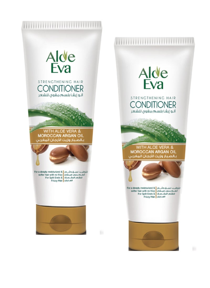 Aloe Eva - 2-Piece set Strengthening Hair Conditioner with Aloe Vera and Moroccan Argan Oil White 2 X 230ml - Image 1