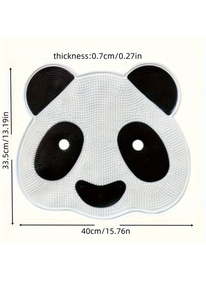 Black White Non Slip Bath Mat with Exfoliating Footrest Easy Clean 40x33 5cm - Image 3