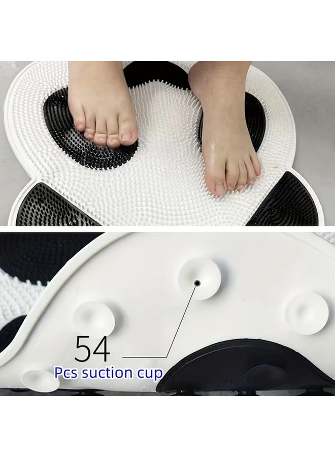 Black White Non Slip Bath Mat with Exfoliating Footrest Easy Clean 40x33 5cm - Image 4