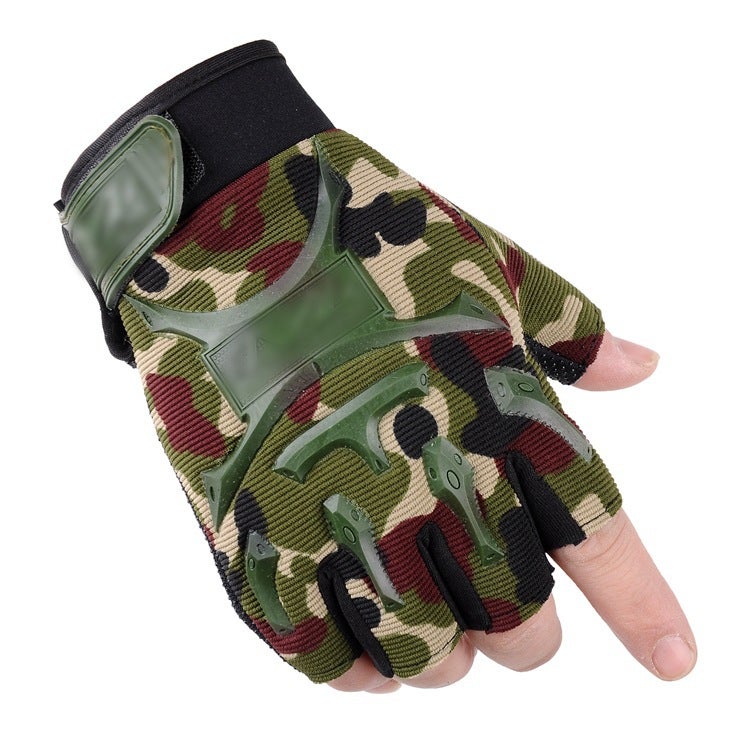 New Autum Half-finger New Male Special Forces Tactical Thin Gloves Outdoor Sports Cycling Fitness Camouflage leopard 