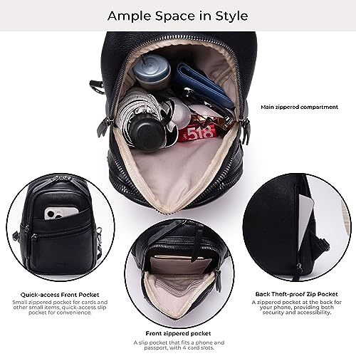 Alldaily Large Sling Bag for Women Crossbody Purse Leather Fashionable Trendy Chest Bag for Travel, Fanny Pack (Black) - Image 3