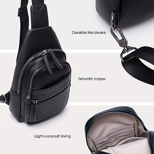 Alldaily Large Sling Bag for Women Crossbody Purse Leather Fashionable Trendy Chest Bag for Travel, Fanny Pack (Black) - Image 5