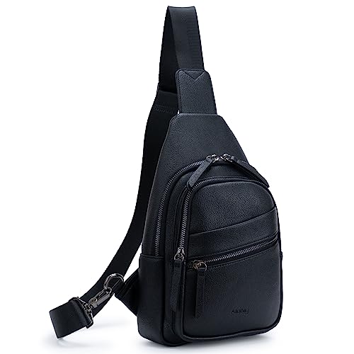 Alldaily Large Sling Bag for Women Crossbody Purse Leather Fashionable Trendy Chest Bag for Travel, Fanny Pack (Black) - Image 1