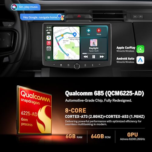 Eonon 6GB+64GB Double Din Car Stereo, 10.1 Inch Wireless CarPlay Android Auto Car Audio Receiver, Android 13 Touchscreen Navigation, Bluetooth, Backup Camera, 4G LTE, DSP -UX7SK-PLUS - Image 3