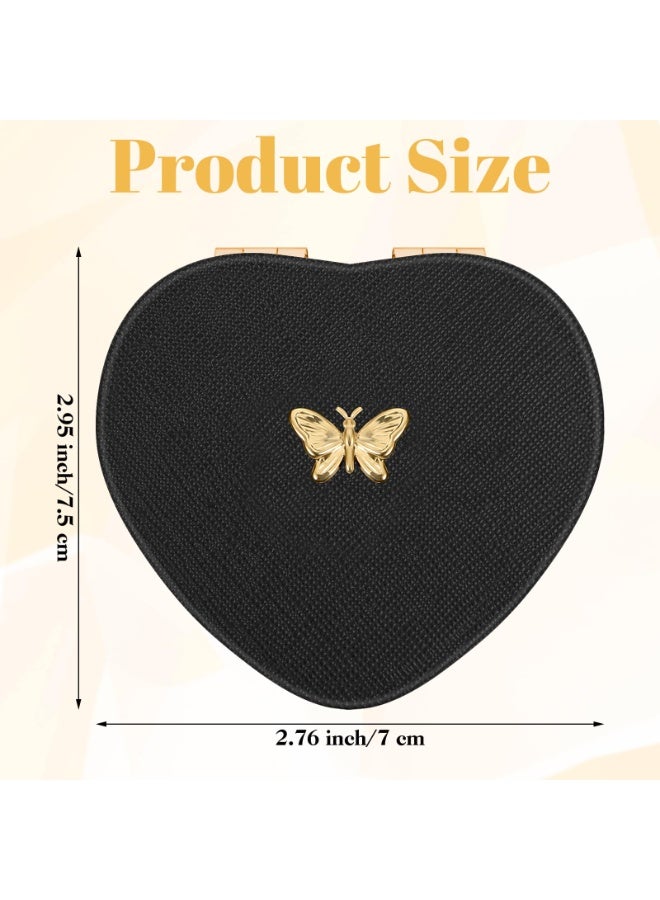 Cute Heart Shaped Compact Mirror Portable Double-Sided Mini Makeup Mirror 1X/2X Magnifying Small Pocket Folding Travel Cosmetic Mirror for Women Girls Home Office Travel - Image 2