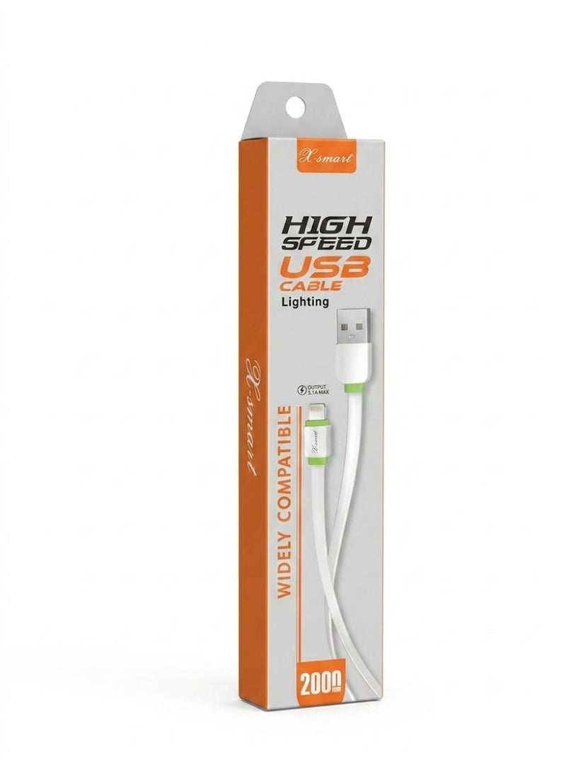 X SMART X-smart Lighting Speed Series USB to Lightning Cable, 2 Meter, White - Image 1